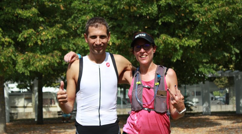 Triathlon Aix-les-Bains 2018 : photo à l'arrivée, duo d'enfer