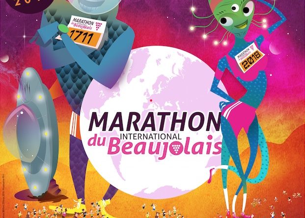 Affiche marathon du Beaujolais 2018