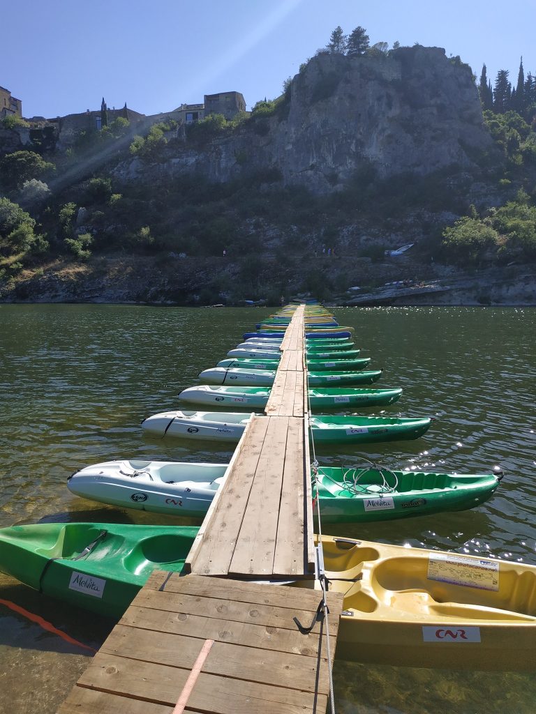 Triathlon des Gorges de l'Ardèche - pont de canoës