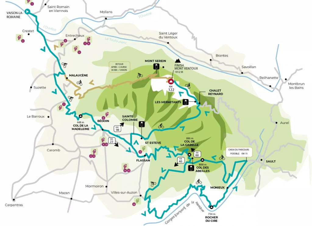 Cyclo Lapierre Granfondo Mont Ventoux 2024 - Carte